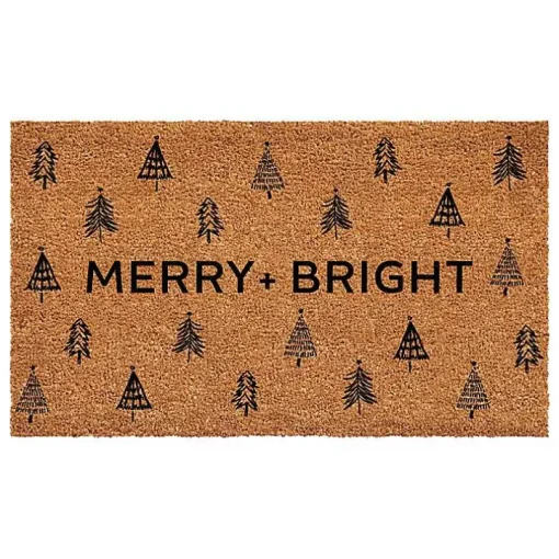 Christmas Tree Merry + Bright Coir Doormat