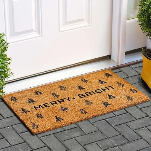 Christmas Tree Merry + Bright Coir Doormat