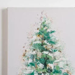 Christmas Tree with Glitter Canvas Wall Plaque