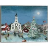 Christmas Village with Moon Christmas Wall Plaque