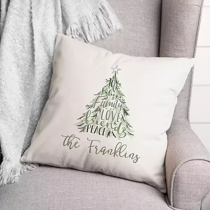 Christmas Word Personalized Indoor Outdoor Pillow
