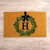 Christmas Wreath Monogram H Doormat