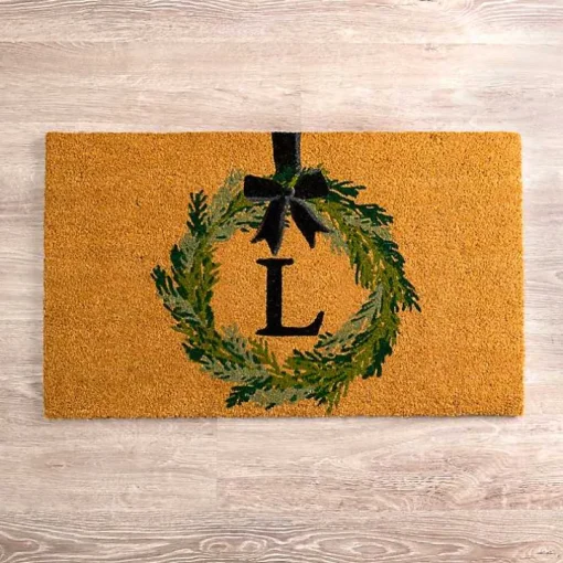 Christmas Wreath Monogram L Doormat