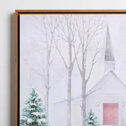 Church Scene Snowy Forest Canvas Art Print