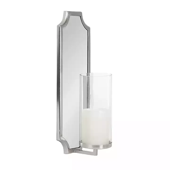 Ciel Silver Mirrored Pillar Candle Sconce