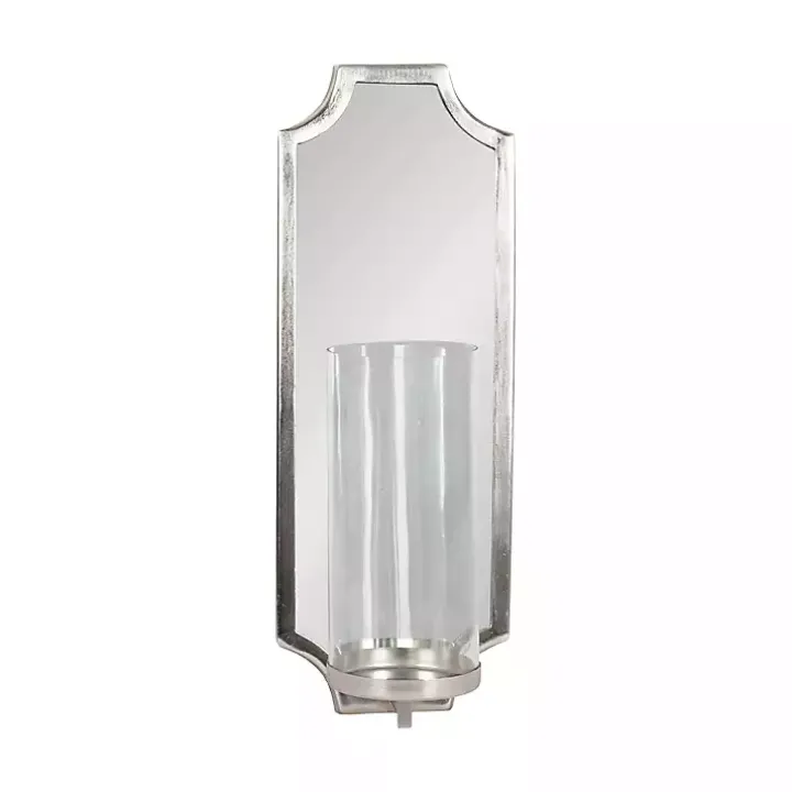 Ciel Silver Mirrored Pillar Candle Sconce