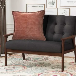 Clay Stitched Flange Velvet Throw Pillow