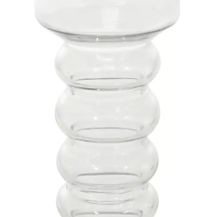 Clear Blown Glass Curved 3-pc. Candle Holder Set