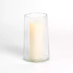 Clear Hammered Glass Hurricane, 10 in.