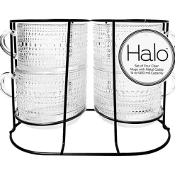 Clear Hobnail Mugs with Rack 5-pc. Set