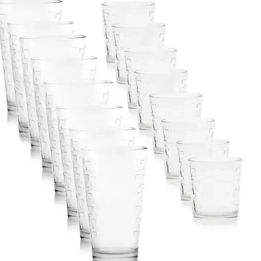 Clear Square Embosses Glass 16-pc. Drinkware Set