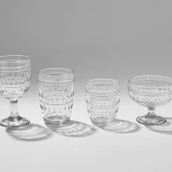 Clear Textured Coupe Glasses, Set of 4