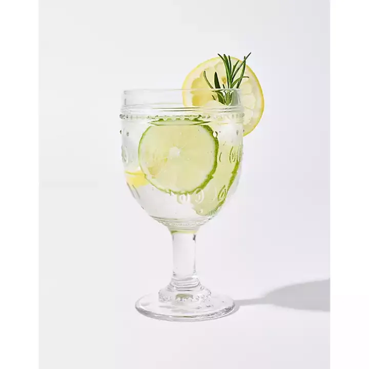 Clear Textured Goblet Glasses, Set of 4