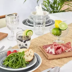 Clear Textured Goblet Glasses, Set of 4