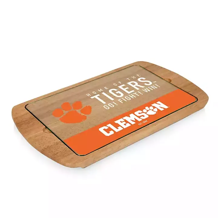 Clemson Tigers Wood and Glass Serving Board