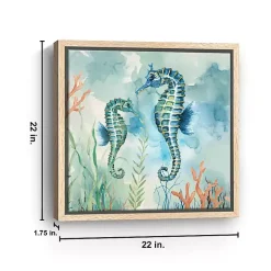 Coastal Bay Seahorses Framed Canvas Art Print
