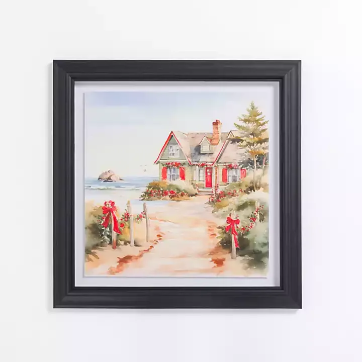 Coastal Christmas Cottage I Framed Art Print