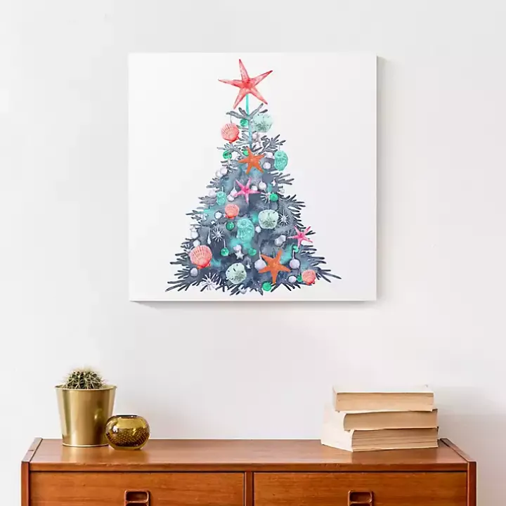 Coastal Christmas Tree Canvas Art Print