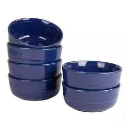 Cobalt Blue Linear Cereal Bowls, Set of 6