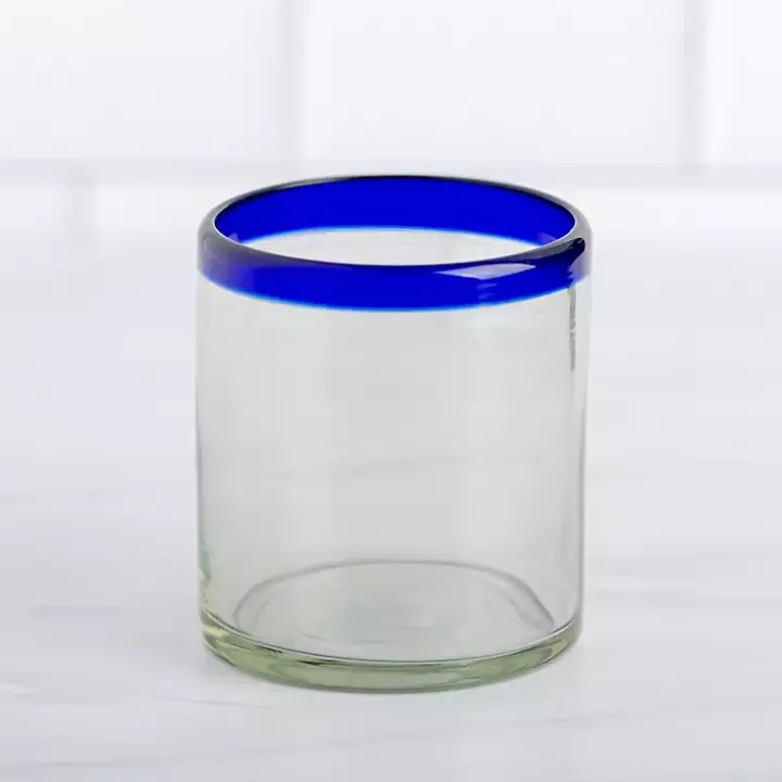 Cobalt Rim Baja Rocks Glass