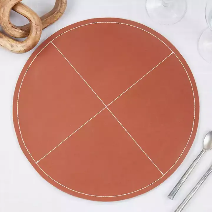 Cognac Faux Leather Placemats, Set of 4