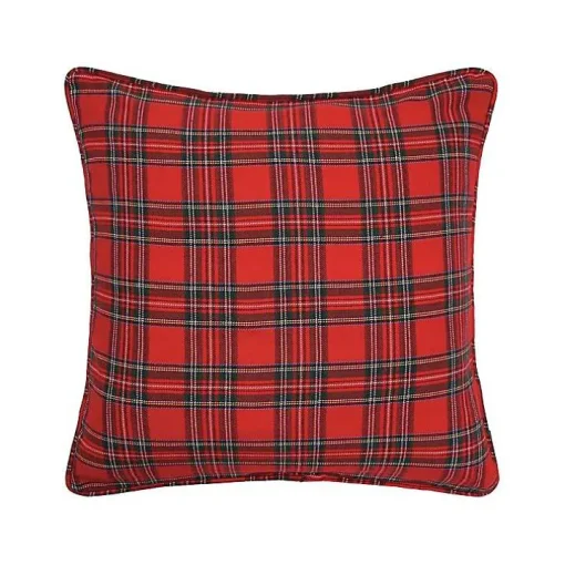 Collie Red Plaid Christmas Pillow