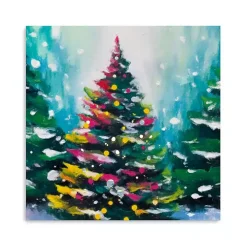 Colorful Christmas Tree Canvas Art Print