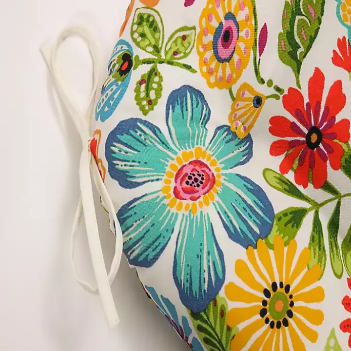 Colorful Floral Outdoor Seat Cushions, Set of 2