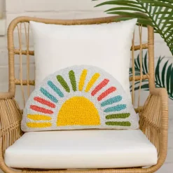 Colorful Half-Sun Shaped Outdoor Pillow