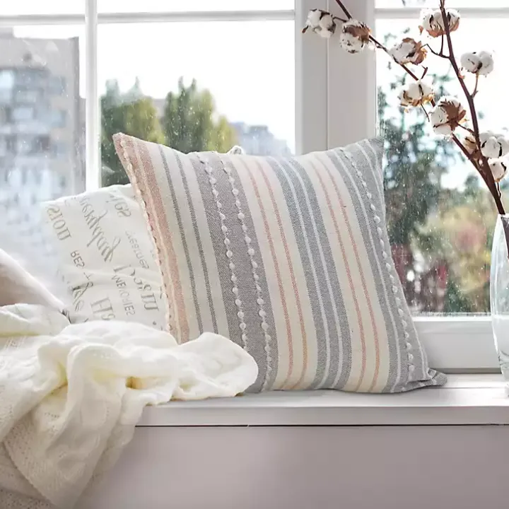 Colorful Textured Striped Accent Pillow