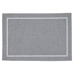 Cool Gray Laser-Cut Hemstitch Placemats, Set of 4