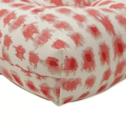 Coral Checkered Wicker Chair Cushions, Set of 2