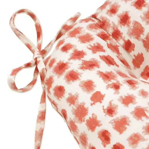 Coral Checkered Wicker Chair Cushions, Set of 2