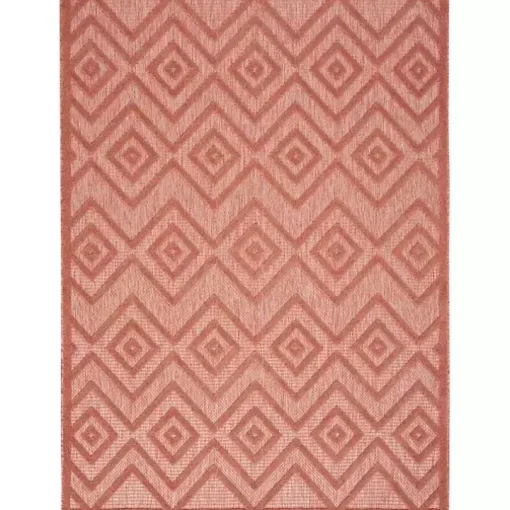 Coral Orange Diamond Indoor/Outdoor Area Rug, 5x7