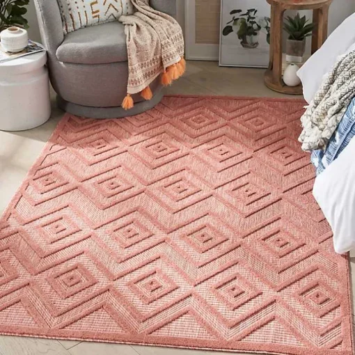 Coral Orange Diamond Indoor/Outdoor Area Rug, 5x7
