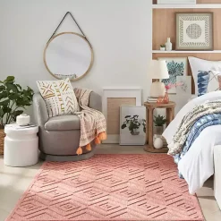 Coral Orange Diamond Indoor/Outdoor Area Rug, 5x7