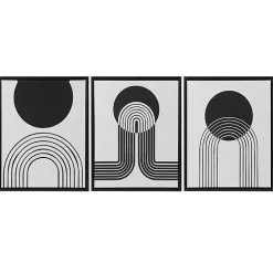 Cosmic Curl Geometric 3-pc. Grayscale Wall Art