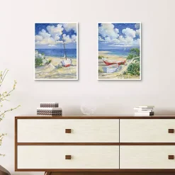 Costa Del Sol Framed Canvas Art Prints, Set of 2