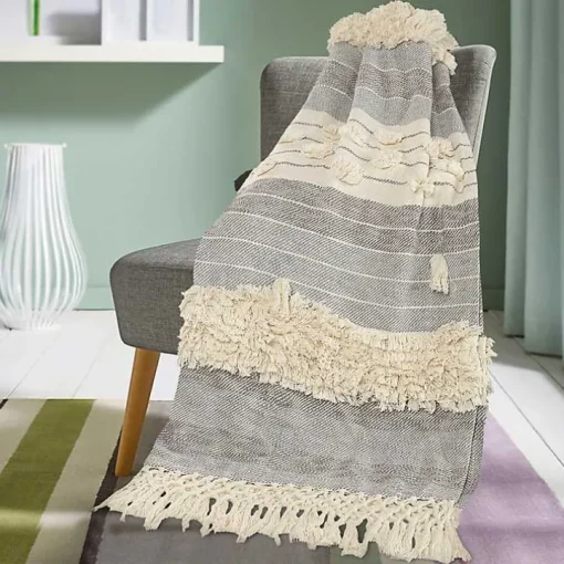 Cotton Fringe Eclectic Tufted Throw