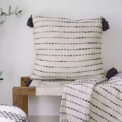 Cream & Navy Ombre Dash Throw Pillow