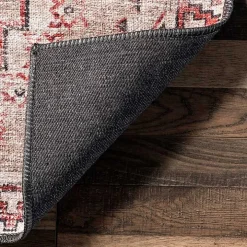 Cream & Red Diamond Trellis Washable Area Rug, 7x9