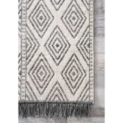 Cream and Gray Miriam Striped Outdoor Rug, 5x8