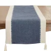 Cream and Navy Whipstitch Border Table Runner