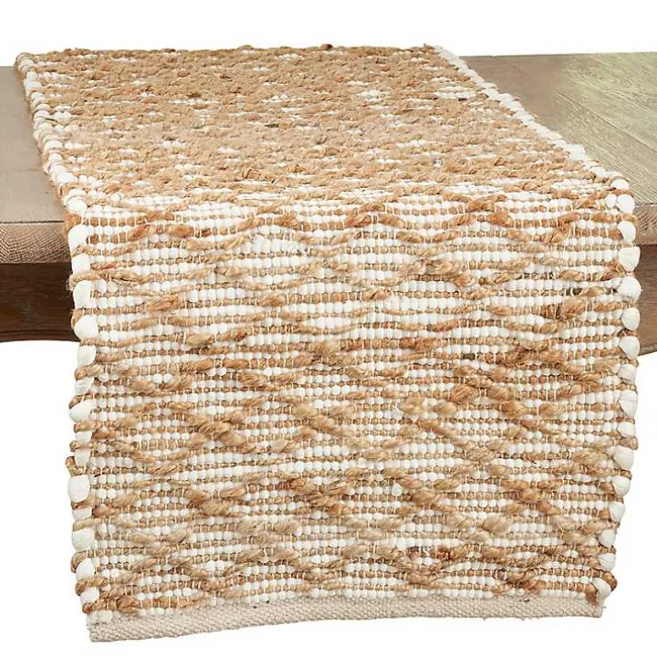 Cream and Tan Woven Diamond Table Runner