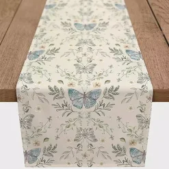 Cream Botanical Butterfly Table Runner, 90 in.