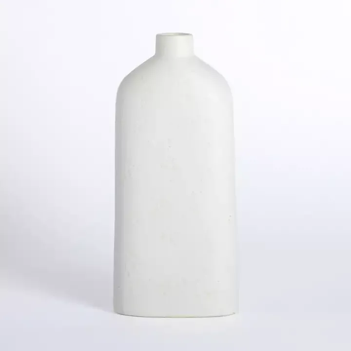 Cream Distressed Ceramic Tabletop Vase, 16 in.