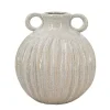 Cream Drip Ceramic Vase with Handles, 9 in.