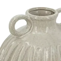 Cream Drip Ceramic Vase with Handles, 9 in.