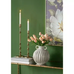 Cream Drip Ceramic Vase with Handles, 9 in.