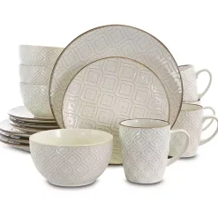 Cream Embossed 16-pc. Dinnerware Set